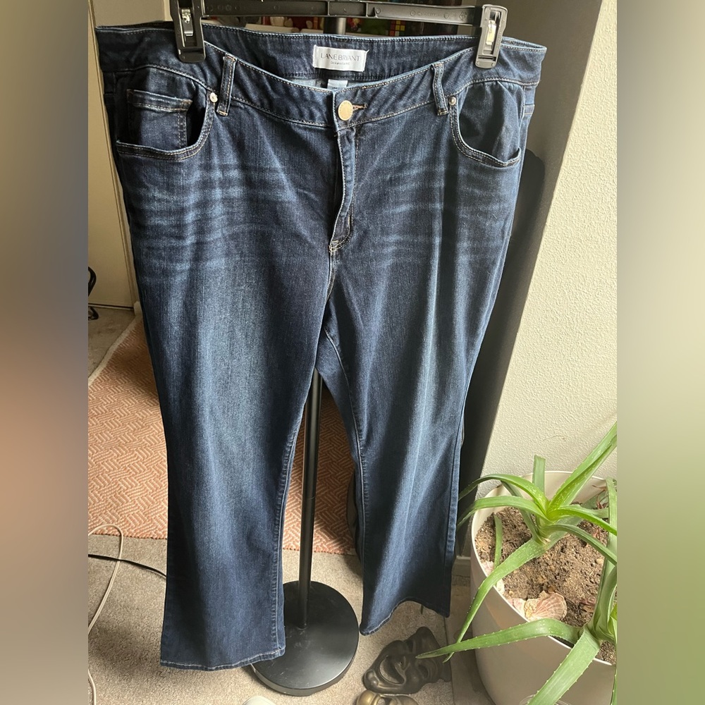 Lane Bryant super stretch boot cut jeans size 22S mid-rise dark wash
